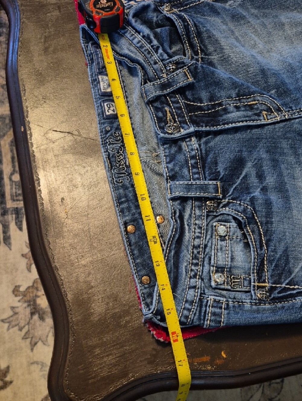 Miss Me Booycut Jeans Fleur-de-Lis Embellished emblemon Back Pockets.y2k.(2083C) - Picture 9 of 14